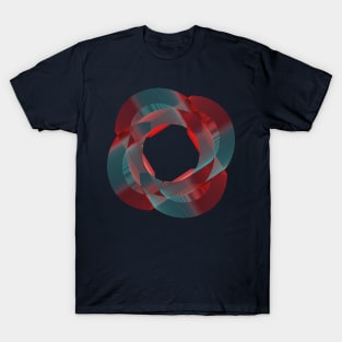 Geometric abstract linear red T-Shirt